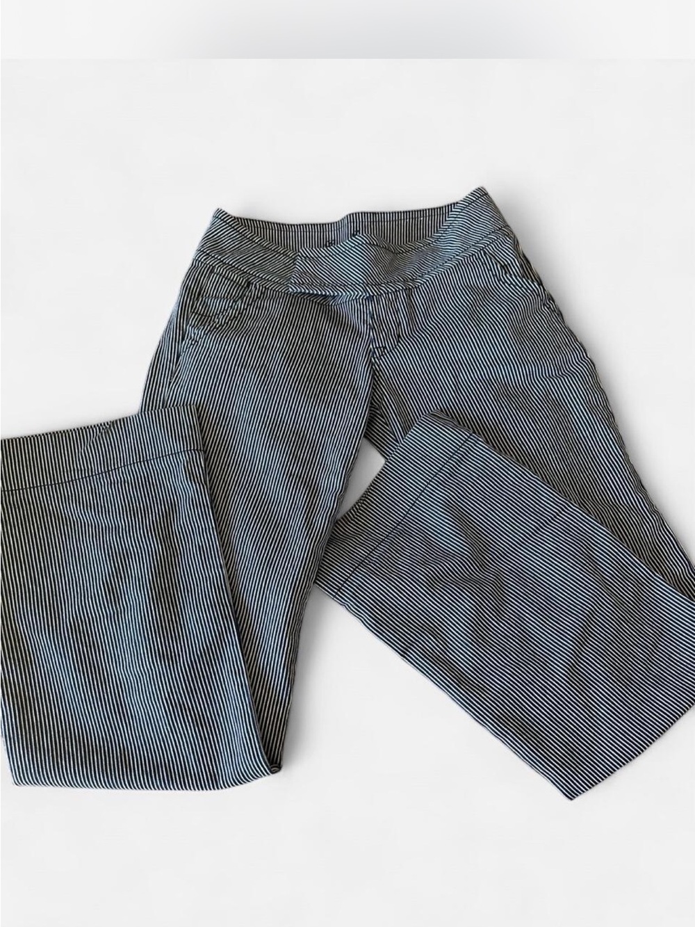 Guess Women’s Blue and White Striped Bootcut Jeans